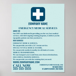 Alla medicinska Färg-tecken, EMT, Sjukvårdare Poster