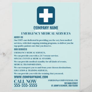 Alla medicinska Färg-tecken, EMT, Sjukvårdare Reklamblad