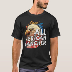 Alla Merican Rancher 4:e Juldagen Eagle USA flagga T Shirt