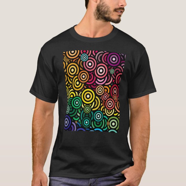 Alla mina favoritcirklar Concentric Rainbows Premi T Shirt (Framsida)