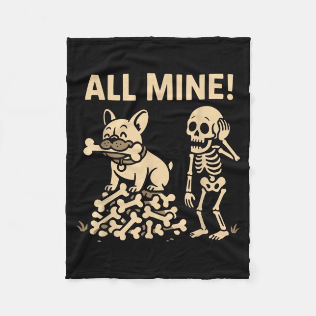 Alla Mina Halloween Hund Skelett Ben Fleecefilt (Framsidan)