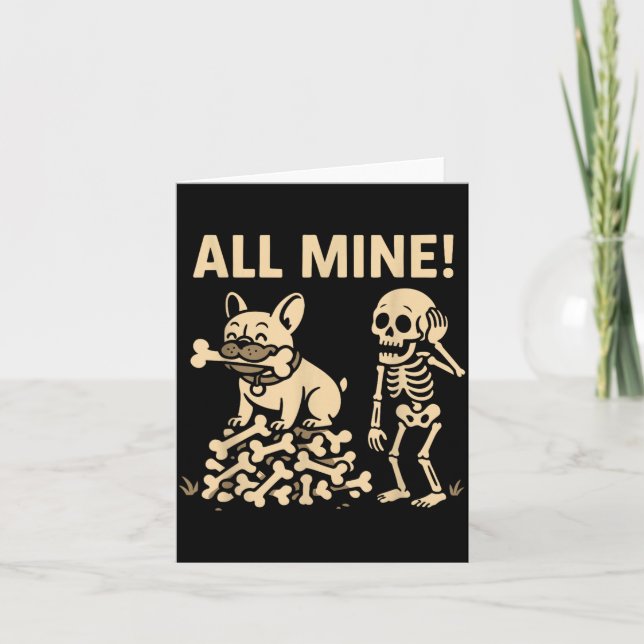 Alla Mina Halloween Hund Skelett Ben Kort (Framsida)