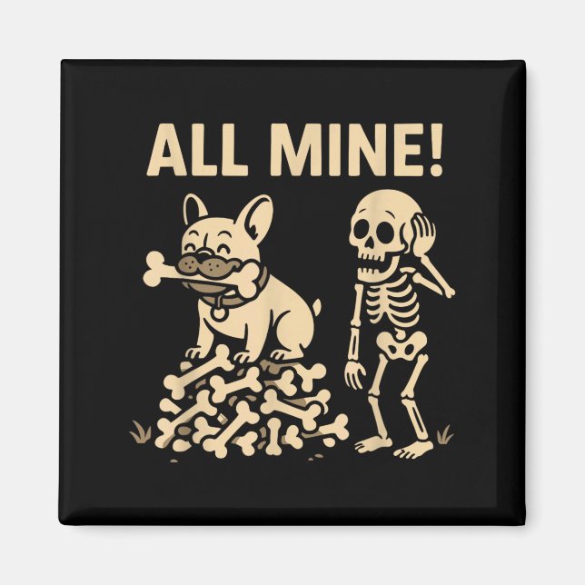 Alla Mina Halloween Hund Skelett Ben Magnet (Framsidan)