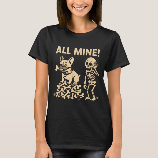 Alla Mina Halloween Hund Skelett Ben T Shirt (Framsida)