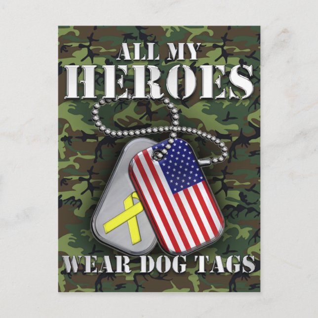 Alla mina Heroes Bära Hundbrickor - Camo Vykort (Framsida)