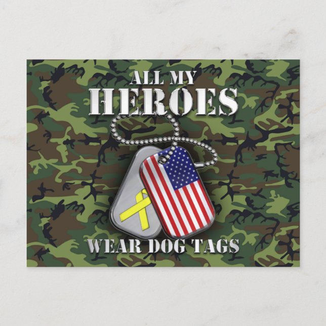 Alla mina Heroes Bära Hundbrickor - Camo Vykort (Framsida)