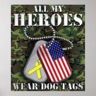 Alla mina Heroes Bära Hundbrickor Poster