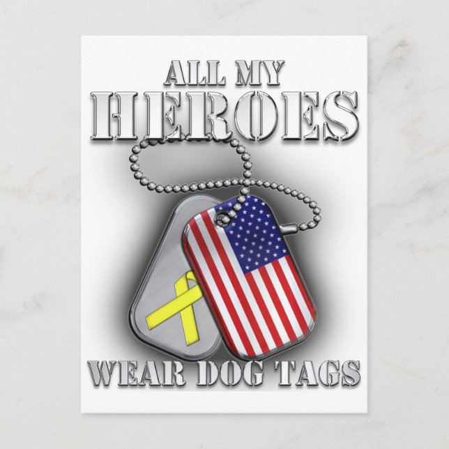 Alla mina Heroes Bära Hundbrickor Vykort (Framsida)