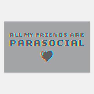 Alla Mina Vänner Är Parasociala Retro Glitch-grafi Rektangulärt Klistermärke