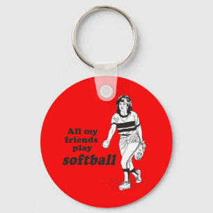 Alla mina vänner spelar softball nyckelring