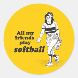 Alla mina vänner spelar softboll runt klistermärke