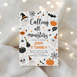 Alla monster Halloween födelsedagsfest Inbjudningar