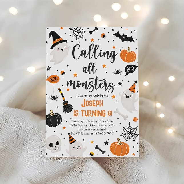 Alla monster Halloween födelsedagsfest Inbjudningar (Skapare uppladdad)