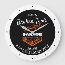 Alla Namn Funny Broken Verktyg Garage Date Black Stor Klocka