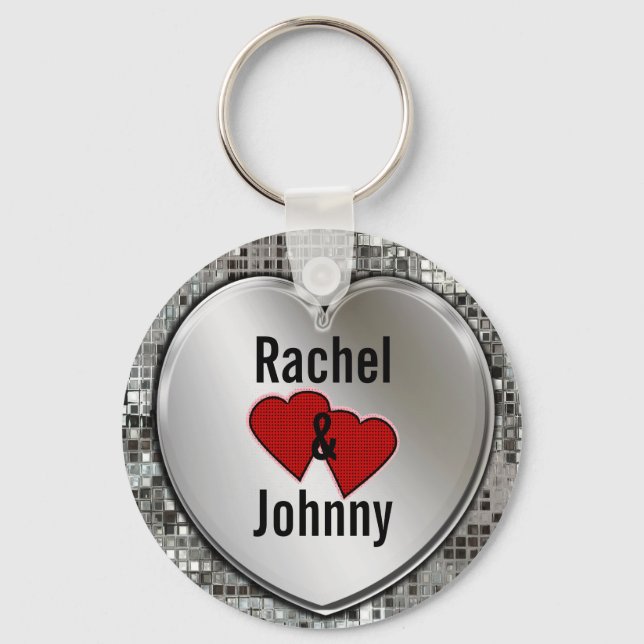 Alla Namn på Silver hjärtklaffskedjan Nyckelring (Framsida)