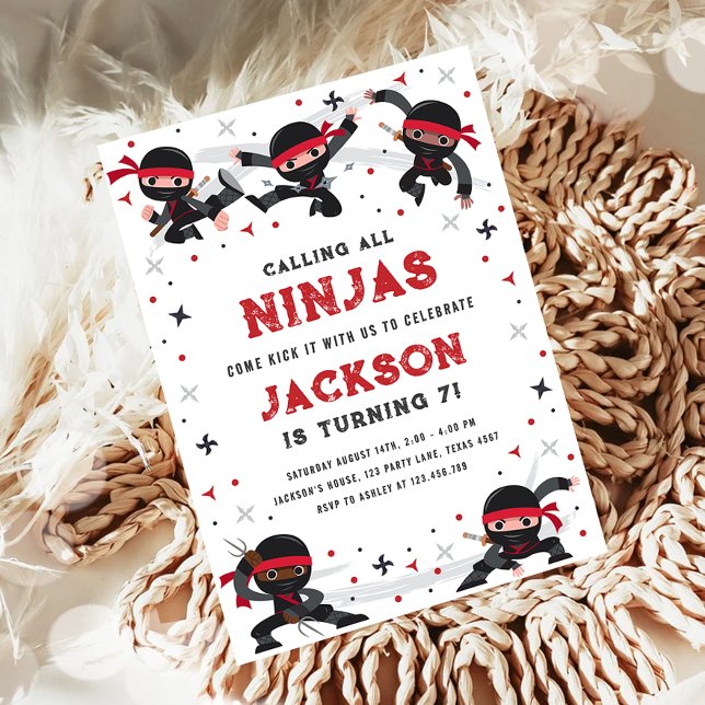 Alla Ninjas martialkonst Boy Birthday Inbjudningar (Skapare uppladdad)