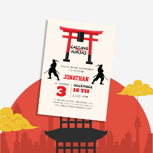 Alla Ninjas Tori Japans födelsedag Inbjudningar