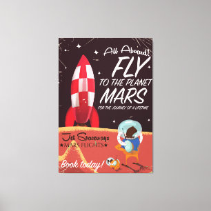Alla ombord! Flyg till Mars vintageaffisch Canvastryck