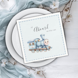 Alla ombord på Baby Express Blå Pojke Bebis Shower Pappersservett
