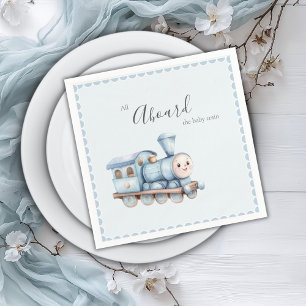 Alla ombord på Baby Express Blå Pojke Bebis Shower Pappersservett