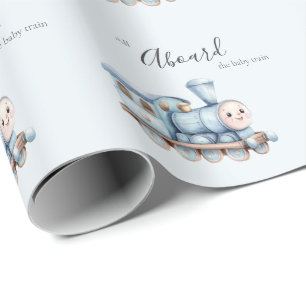 Alla ombord på Baby Express Blå Pojke Bebisdopp Presentpapper