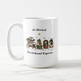 Alla ombord på Dachshund Express julmugg Kaffemugg