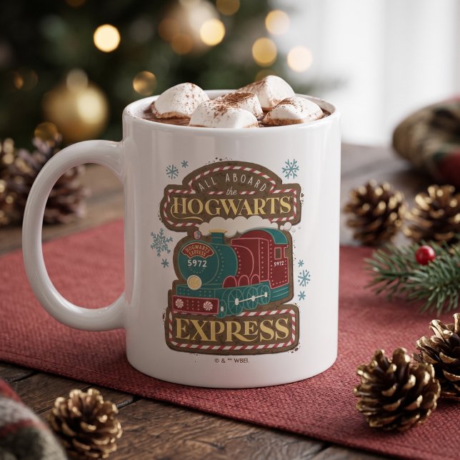 Alla ombord på HOGWARTS™ Express julgodis Jumbo Mugg (Simulated mug on table)