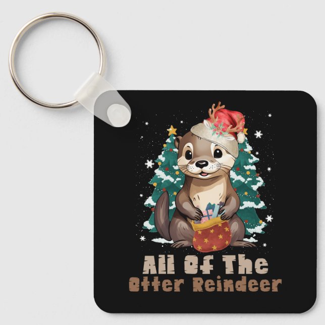 Alla Otter Reindeer Funny Juldjur F Nyckelring (Framsida)