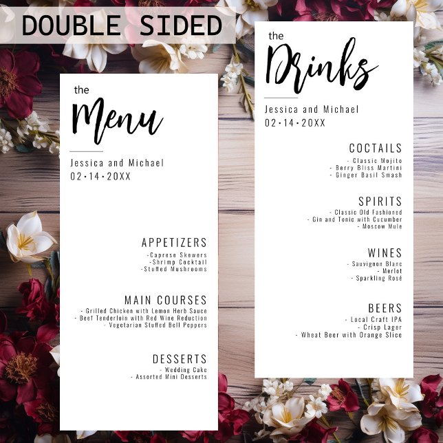 💍 alla på en meny och Drinks-menyMinimalistisk El (All in one Menu & Drinks minimalist Elegant menu card.)