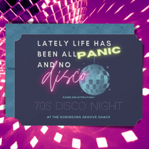 Alla Panic-nummer Disco 70:s Party Biljett Inbjudningar