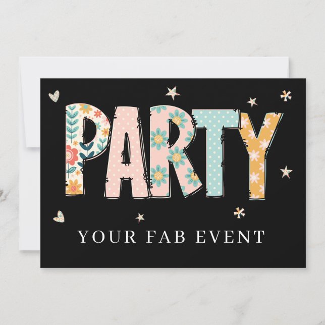 * Alla PARTY Gör-det-själv Inbjudan NEON Event Fär (Framsida)