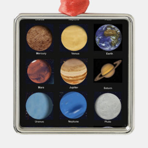 Alla planetvetenskapsfoto med namn julgransprydnad metall
