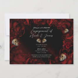 Alla röda rosor & dödskallar Mörkt blomsterboende  Inbjudningar