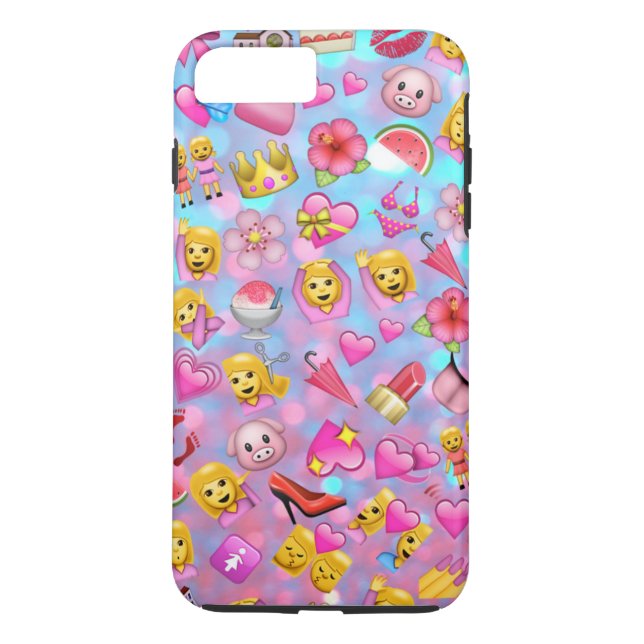 Alla rosa mönster för flickaEmojis Collage Case-Mate iPhone Skal (Baksida)