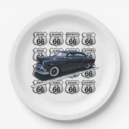 Alla rutter 66 tecken med en svart bil