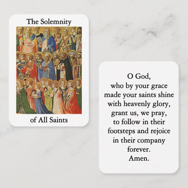 Alla Saints Prayer Card Placeringskort (Fram/baksida)