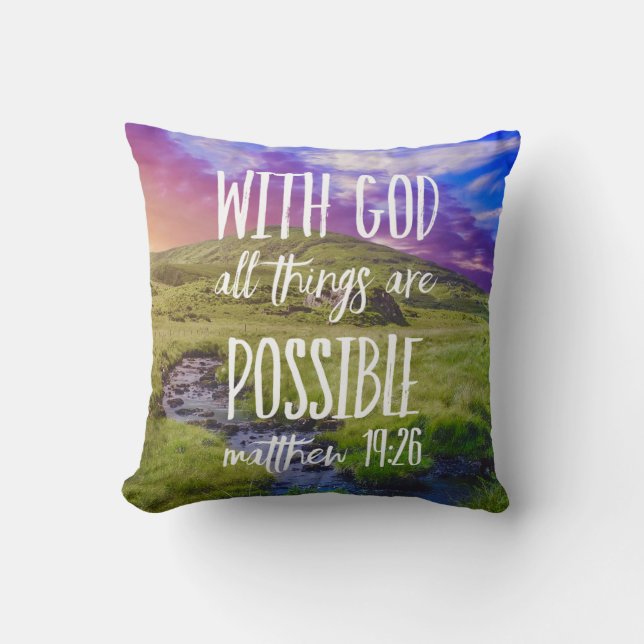 Alla Sak är möjliga Bible Verse Christian Kudde (Framsida)