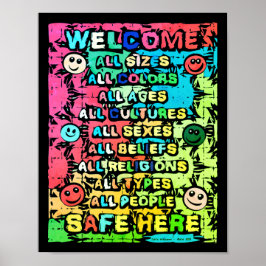 Alla Säkra här ~ Rainbow Välkommen Poster