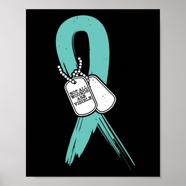 Alla sår är inte synliga PTSD Awareness Teal Poster (Framsidan)