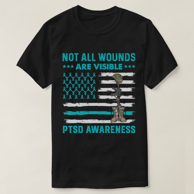 Alla sår är inte synliga PTSD - medvetandehöjande  T Shirt (Design framsida)