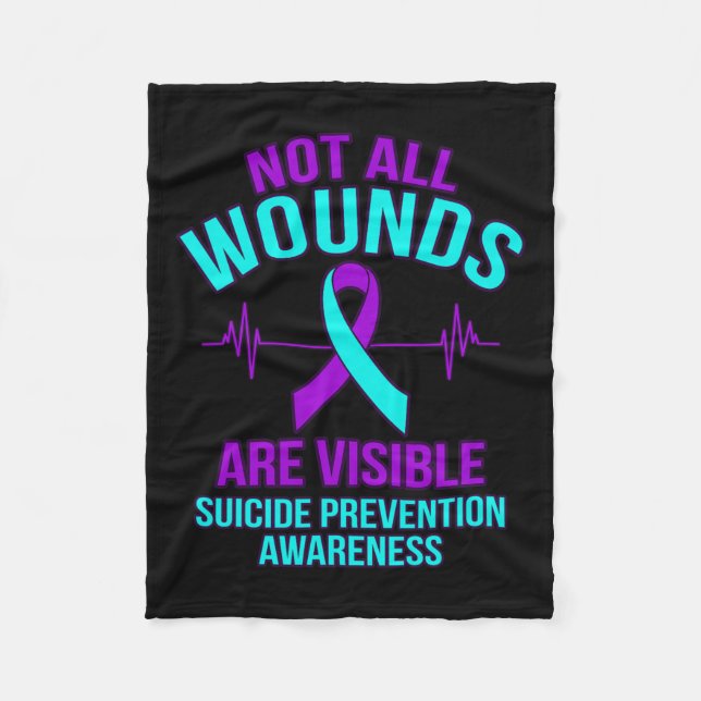 Alla sår är synliga Lycklig Suicide Awareness Gra Fleecefilt (Framsidan)