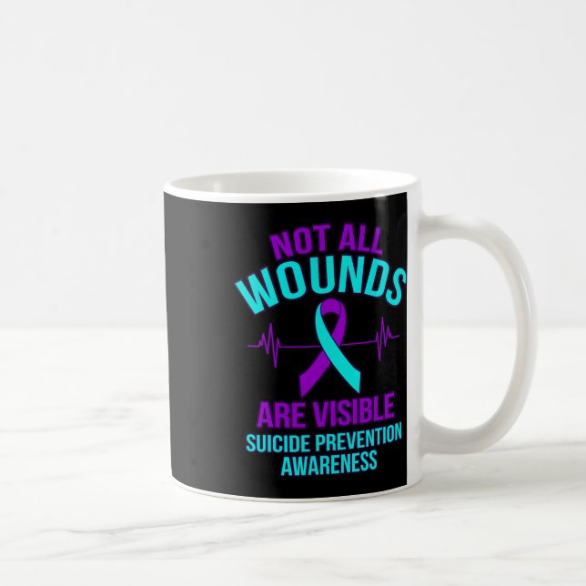Alla sår är synliga Lycklig Suicide Awareness Gra Kaffemugg (Höger)