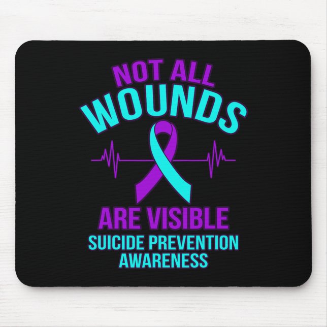 Alla sår är synliga Lycklig Suicide Awareness Gra Musmatta (Framsidan)