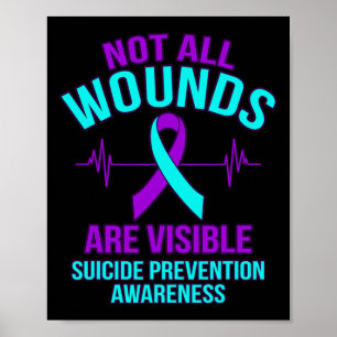 Alla sår är synliga Lycklig Suicide Awareness Gra Poster