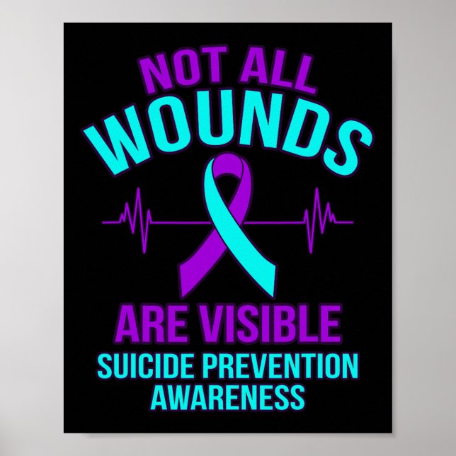 Alla sår är synliga Lycklig Suicide Awareness Gra Poster (Framsidan)
