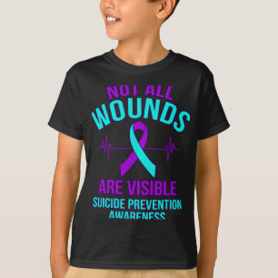 Alla sår är synliga Lycklig Suicide Awareness Gra T Shirt