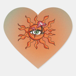 Alla Sol-sett svampar. Hjärtformat Klistermärke