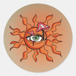 Alla Sol-sett svampar. Runt Klistermärke