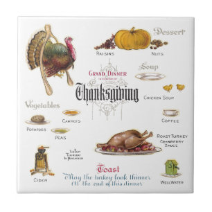 Alla som du behöver för en thanksgivingfestmålt kakelplatta