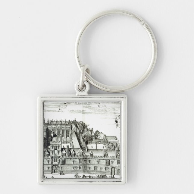 Alla Souls högskola, Oxford universiteten, 1675 Fyrkantig Silverfärgad Nyckelring (Framsidan)